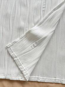 Camiseta de tirantes casual y sexy con recortes en la cintura, de tela con textura para vacaciones - Blanco 2 - Ver 7