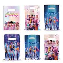 10pcs Cartoon Anime Style K-Pop Theme Party Gift Bags, Cute Cartoon Character Plastic Gift Bags, Suitable For Children And Teenagers Birthday Parties And K-Pop Fans Daily Use - Multicolor - View 5