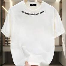[10% de Descuento]Tienda Outlet: Camiseta de Manga Corta Estilo Americano, Corte Holgado, Cuello Redondo - Negro - Ver 3