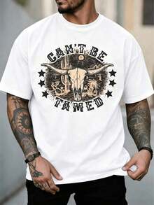 Camiseta casual de manga corta y cuello redondo para hombres, con letras y motivos divertidos estampados.Diseño holgado, tejido de alta calidad, tacto suave y cómodo, excelente transpirabilidad, absorbe la sudor sin encogerse.Ideal para hombres y mujeres, diseño para parejas, camiseta de pareja de mangas medias y largas, un artículo imprescindible en verano - Blanco - Ver 1