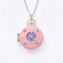 Openable Enamel Pocket Watch Locket Necklace, Gold/Silver Plated Whimsical Clock Charm Pendant, Cute Alice In Wonderland Inspired Jewelry For Women - Dây chuyền đồng hồ bỏ túi bằng bạc - Xem 6