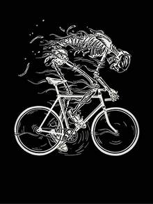 Skull Riding a Bicycle Vintage Pattern 3D Digital Print Men's T-Shirt, Casual  Hip-Hop Streetwear Apparel - Negro - Ver 4