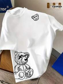 Fashionable Men's T-Shirt With Print - White - View 12