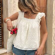 Blusa de mujer con cuello cuadrado y mangas cortas con estampado de lunares - Multicolor - Ver 8