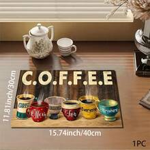 1pc Colorful Coffee Print Pattern Absorbent Mat/Drying Mat For Coffee Maker, Dishes - Absorbent Polyester Desktop Protective Mat With Rubber Anti-Slip Pad, For Kitchen Counter Decor, Home Bar And Dining Table - Multicolor - View 7