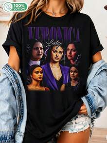 Limited Edition Vintage Veronica Lodge T-Shirt, Gift For Women And Men Inspired By The TV Series, Unisex Retro T-Shirt For Fans. - Black - View 6