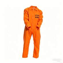 1 buah Pakaian Pria (Jumpsuit) Seragam Penjara COS Kostum Narapidana Pesta Pakaian Penjara Kostum Panggung Permainan Peran Pakaian Pertunjukan - Jeruk - View 7