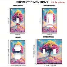 1pc Rainbow Tree Skyline Print Switch Panel Cover, 2D Flat Printing, PC Plastic Material, Suitable For Bedroom/Kitchen/Living Room Decor - Multicolor - View 2