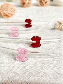 1/2/4/6 Stück gebogene Glasstrohhalme mit roter und rosa Schleifendekoration, geeignet für Bubble Tea, Milchshakes und Sommergetränke, elegante Dekoration für Strand, Hochzeit und Küche, ideales Urlaubsgeschenk für alle saisonalen Anlässe - Übersicht 8