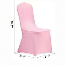 1pc Pink Chair Cover, Elastic Polyester Chair Cover, Suitable For Wedding Party Banquet, Chair Cover With Pleated Design - Multicolor - View 3