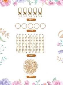 Kit de manualidades DIY para hacer llaveros con cadena y colgante de flor de aleación esmaltada, 80/131/206 piezas, incluye anilla para llaves, hebilla, cadena, argollas y alicates de montaje - Kit para hacer llaveros - Ver 14