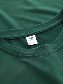 Camiseta de manga corta para niños con estampado de cabeza de lobo, con diseño geométrico realista de cabeza de lobo con ojos azules, de corte holgado y cuello redondo, casual y cómoda, adecuada para uso diario, escuela y transporte - Verde - Ver 4