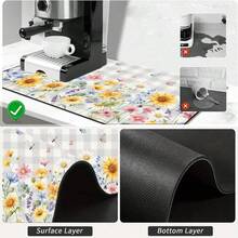 1pc Dish Drying Mat, Coffee Machine Mat, Checkered Background With Colorful Wild Flowers And Butterflies Pattern, Fresh And Natural Style, Suitable For Dining Table And Cafe, Absorbent And Draining, Multi-Purpose Pad, Home Gift, Desktop Decor - XYLSD-361 - View 10