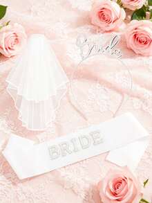 1pc Crystal Embellished Bride Shoulder Strap, Single Party Supplies, Bridal Shower Decoration, Bridesmaid Accessory, Wedding Party, Decor - Multicolor - View 10