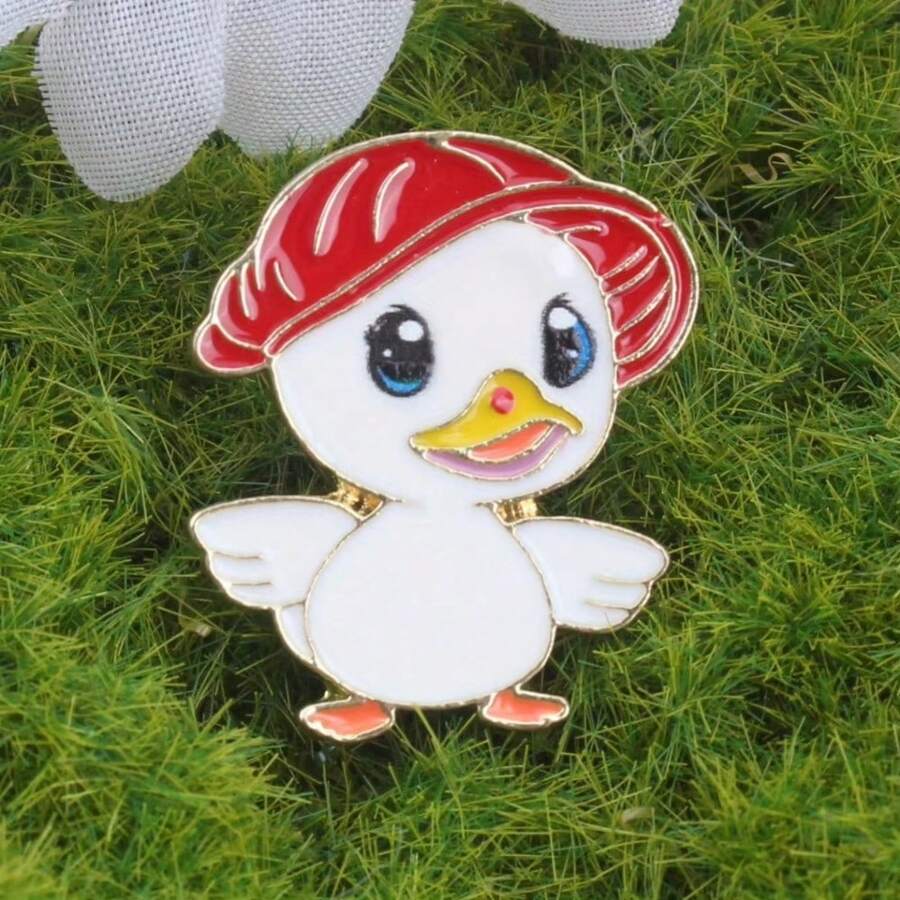 Creative Cartoon Cute Duckling Brooch Personality Sweet Everything With Pure Student Bag Buckle Badge - White - View 1