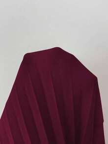 Vestido elegante y romántico de mujer con cuello en V, cintura con volantes y silueta en A - Burdeos - Ver 3