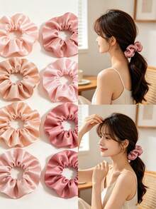 Bộ 24/12/4 chiếc dây buộc tóc bằng satin bóng mượt, thanh lịch, kiểu Bohemian, dành cho nữ, dùng để búi tóc, bảo vệ tóc, phụ kiện tóc bằng satin mềm mại, nhiều màu sắc, dây buộc tóc màu hồng dành cho nữ, phụ kiện tóc thường ngày. - Nhiều màu - Xem 1