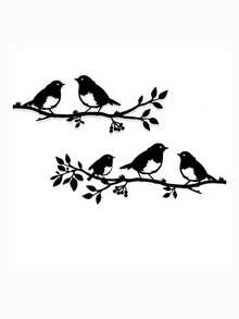 2pcs Metal Decorative Art Metal Bird Wall Decor, Elegant Silhouette Redbird Ornament, Suitable For Home And Garden - One Size Fits All - View 12