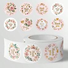 JOERBABU the little kangaroo Bobbie 502pcs/Roll Pink Rose Thank You Pattern Stickers, 10 Mixed Designs, Christmas Gift Wrapping Labels, Scrapbook Stickers, Planner Gift Wrapping, Paper Craft Decoration, Party Gift, Gift Box Decoration & Reward Stickers - Multicolor - View 3