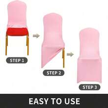 1pc Pink Chair Cover, Elastic Polyester Chair Cover, Suitable For Wedding Party Banquet, Chair Cover With Pleated Design - Multicolor - View 2