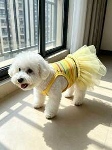 Váy cầu vồng cho thú cưng, váy tutu cho chó Poodle, Schnauzer, Bulldog Pháp, Pug và các giống chó nhỏ/trung bình khác. - Màu vàng - Xem 6