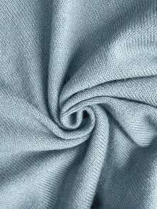 Blusa de punto de manga corta de unicolor y estilo minimalista, para uso diario - Celeste 2 - Ver 4