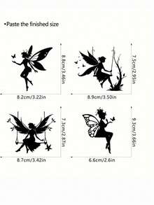 4pcs Fairy Graphic Switch Stickers, Decorative Bathroom Bedroom Living Room Switch Stickers, Removable PVC Light Switch Stickers, Self-Adhesive Wall Stickers, Home Decor - one-size - View 9