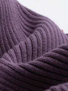 Women's Solid Color Casual Versatile Daily Knit Top Summer - Purple - View 5