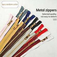 3pcs #5 Metal Zipper, Single Head Open-End Zipper With Lock For Jackets, Coats, Down Jackets, Light Gold Color, Practical & Durable, High Cost-Performance - A - View 9
