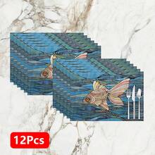 1pc/4pcs/6pcs Printed Linen Placemats, Suitable For Dining Table, All Season Decor, Modern Washable Table Mats, Home Decor, Coasters, Kitchen Dining Mats, Indoor Outdoor Party Decoration, Ideal Gift - Multicolor - View 13