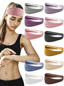 1 Peça Faixa de Cabeça Tricotada Vazada Feminina, Casual Versátil Diária Simples Estilo Punk Rock Esportivo, Acessório de Cabelo de Material Elástico e Respirável de Poliéster, Lenço de Inverno Quente, Bandanas de Verão para Looks Femininos - Multicolorido - Visão 12