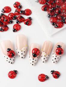 Cute Cartoon Ladybug Nail Charms Resin Insect Flatback Seven-Spotted Ladybug Summer Insects Nail Art Decorations DIY Manicure Accessories Nail Supplies - Multicolor - View 7