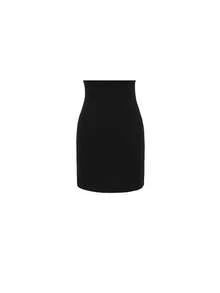 Spring-Summer Dress With A Tulle Combination, Round Neck And Short Sleeves, Fitted Cut That Stylizes And Flatters The Figure - Black - View 3