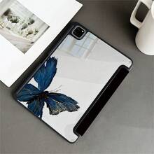 1 件装蓝色蝴蝶油画印花保护套，带笔槽，适用于 iPad 10.9/10.2/ Air 第五代/Pro 11/第十代/9.7/Air 2/（第七代）/（第八代）/ Air 4/5/ Pro 11/ 第十代 10.9 英寸 2022 款智能保护套/ Air 13（M3 2025）/ Air 11（M3 2025）/ Air 11（M3 2025）/ 11（A16 2025），兼容华为 MatePad - 彩色 - 查看 4
