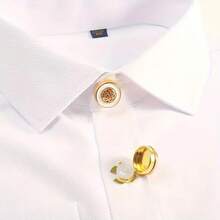 2Pcs Retro Metal Cufflinks, Shirt Button Covers, Fashion Suit Decor & Christmas Holiday Gifts - White - View 6