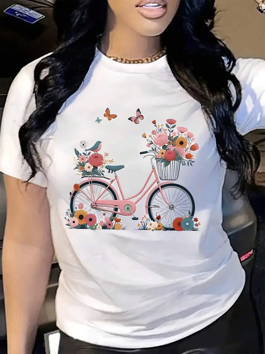 Camiseta corta casual negra - Blanco - Ver 1