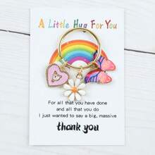 1pc/10pcs Charming Butterfly, Flower & Heart Shaped Key Chain, Comes With Thank You Card, Party Favor, Bag Pendant, Suitable As Backpack Hanging Decor, Car Key Chain, Birthday Gift, Novelty Keychain - Multicolor - View 5
