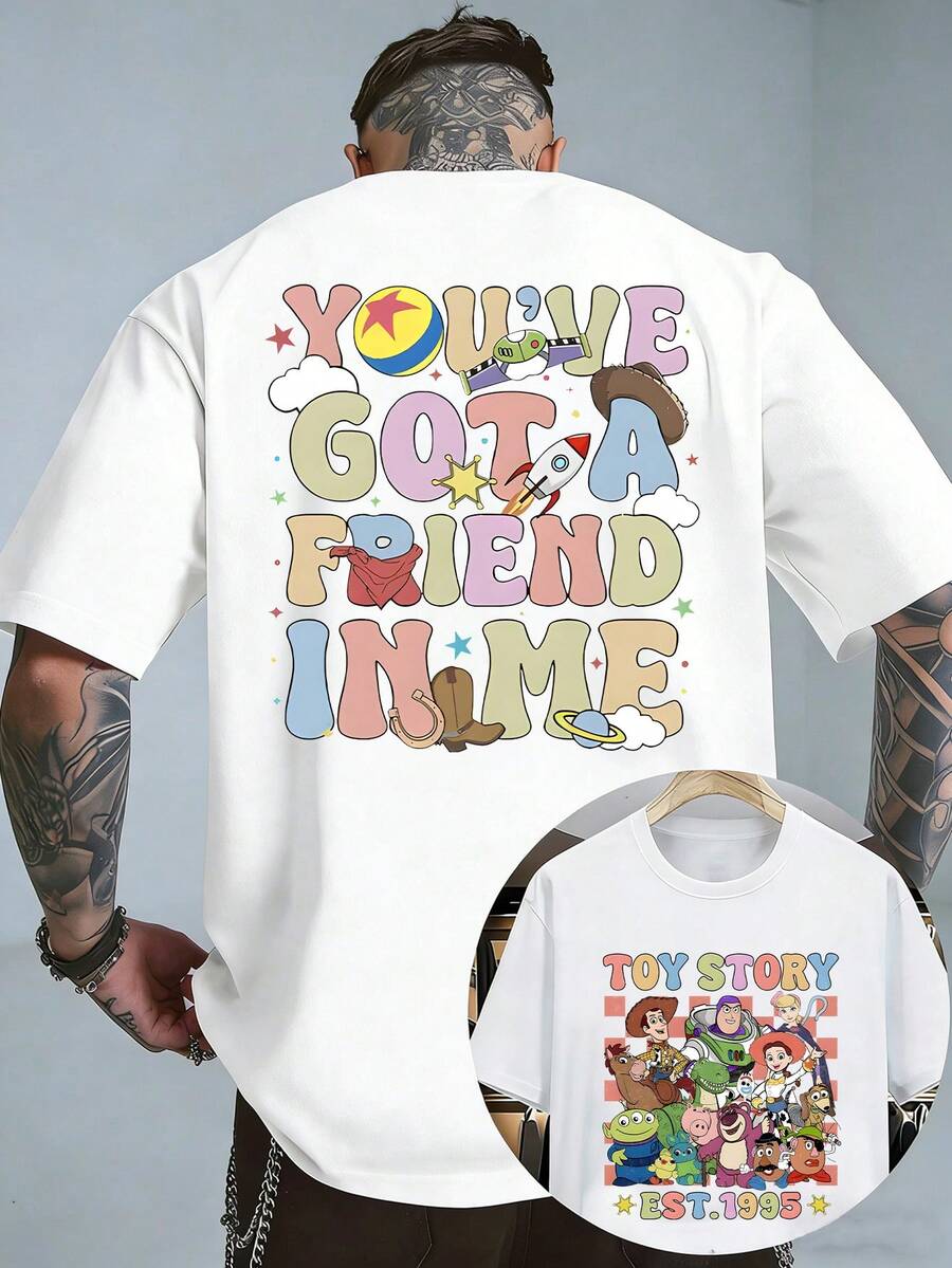 Disney Men's Casual T-Shirt, Toy Story "You've Got A Friend In Me" Print, Colorful & Youthful. - 白色 - 查看 1