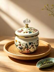 1个多色珐琅罐，花卉、玫瑰、小鸟图案，复古风格，时尚厨房餐饮珐琅罐，带盖，可用作咖啡罐、盐罐、糖罐、调料罐、茶叶罐、调味品容器，经久耐用，易于清洁，家居必备，节日佳礼。 - 多色咖啡罐 - 查看 9