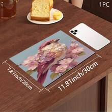 1 pieza Estera absorbente con estampado floral y de pájaros en rosa para cafetera, platos - Estera protectora absorbente de poliéster para escritorio con almohadilla antideslizante de goma, para decoración de la encimera de la cocina, bar en casa y mesa de comedor - Multicolor - Ver 14