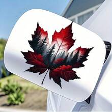 1pc Canadian Red Maple Leaf Forest Landscape Sticker, Waterproof For Car Rear, Motorcycle, Laptop, Window, Cup, Wall, Glass, Metal, Ceramic Surface, Single-Use - Decorative Stickers - View 2