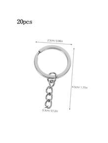 Bộ 20 móc khóa bằng thép không gỉ, dạng tròn dẹt, dùng cho các dự án thủ công DIY. - Nhiều kiểu dáng - Xem 2