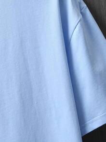 Men's Expression Print Drop Shoulder T-Shirt - Celeste - View 6