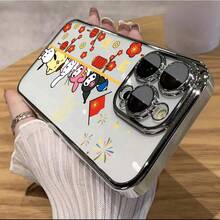 SANRIO for苹果16ProMax/16Plus/16Pro/16/15ProMax/15Plus/15Pro/15/14ProMax/14Plus/14Pro/14/16E/13ProMax/13Pro/13/12ProMax/12Pro/12/11ProMax/11ケースメッキフレームカメラレンズ保護メッキフレーム耐衝撃メッキフレームインスタ映え - 银色 - チェックする 4