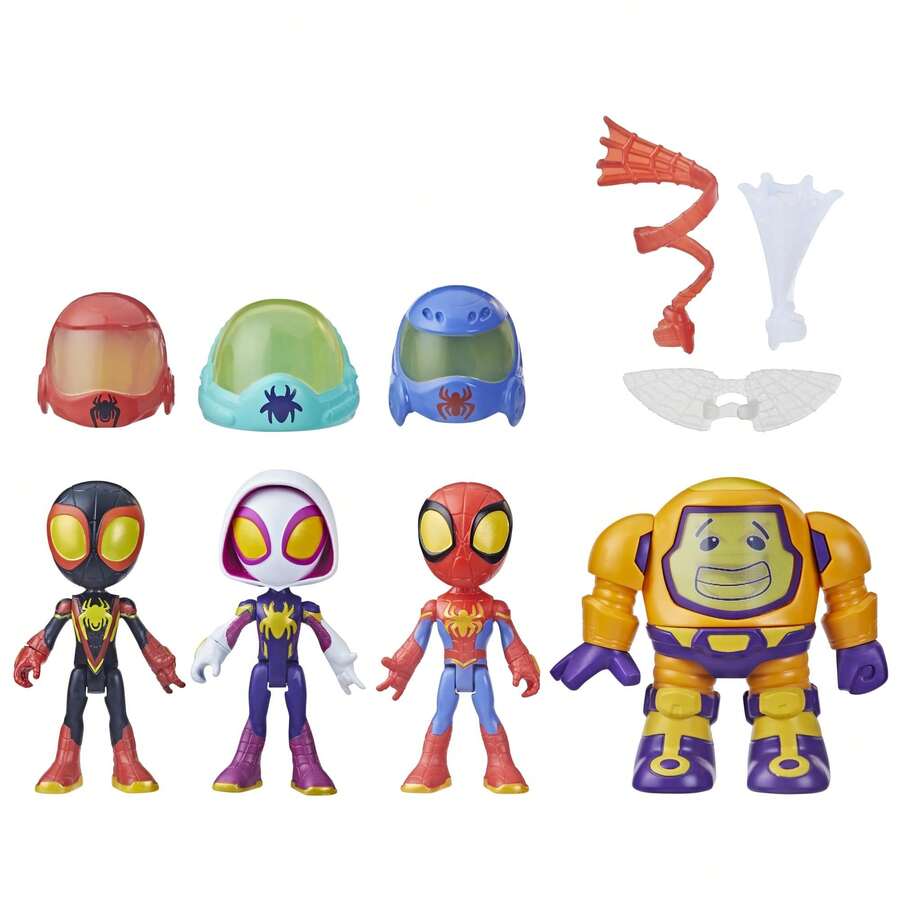 Hasbro Spidey And His Amazing Friends Marvel Web-Spinners Gear Up For Adventure 4-Pack, 4-Inch Action Figures With 6 Accessories, Super Hero Toys For Kids 3+ (Amazon Exclusive) - Multicolor - View 1