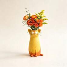 Handmade Creative Quirky Little Cat Vase, Resin Material Cartoon Cat Flower Pot, Desktop Decor, Living Room & Study Atmosphere Enhancer - one-size - View 8
