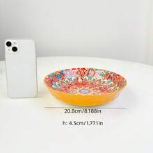 1套波西米亚风格陶瓷餐具，采用北欧波西米亚设计，复古花卉图案，高端品质碗盘，适用于酒店、餐厅、家庭厨房，是节日聚会、婚礼、圣诞节、万圣节等庆祝活动的理想之选。包含各种形状和尺寸的饭碗、汤碗、餐盘和餐盘。学校用品 - 橘色 - 查看 23