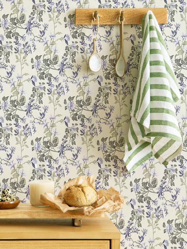 1pc Floral Vine Pattern Vintage Wallpaper, PVC Self-Adhesive Removable Waterproof, Suitable For Wall Renovation, Wardrobe Surface Decoration, Drawer Transformation, Rental Apartment Decor, 3 Size Options: 15.75*39.37/118.11/196.85inch