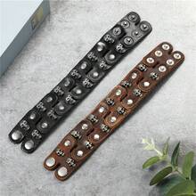 1pc Vintage Skull Rivet Bracelet, Men's Casual Punk Style Accessory, Gift For Him - Brown - View 3