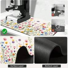 1 pieza Alfombrilla absorbente y de secado con estampado de flores silvestres coloridas, adecuada para el hogar y la cafetería, almohadilla de drenaje multiusos, regalo para el hogar, decoración de mesa - XYLSD-360 - Ver 10
